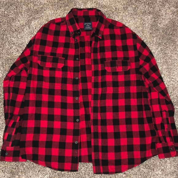 Faded Glory long sleeve button up red/black - Picture 1 of 3
